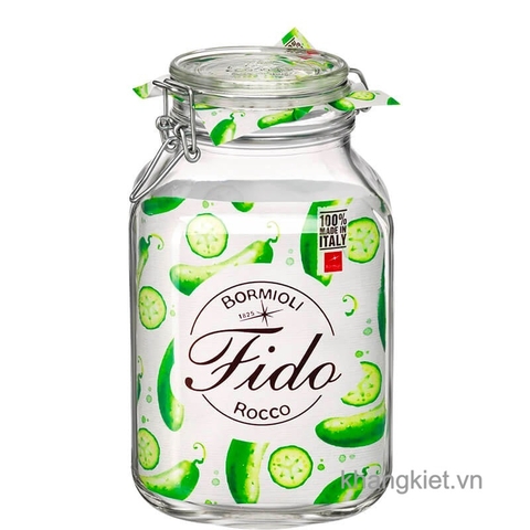 Hũ thủy tinh nắp cài kín hơi Fido 3L – Bormioli Rocco (Made in Italy)