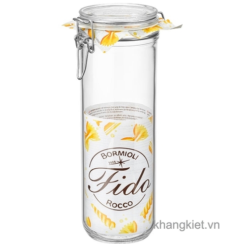 Hũ thủy tinh nắp cài kín hơi Fido thân tròn cao 1.36L – Bormioli Rocco (Made in Italy)