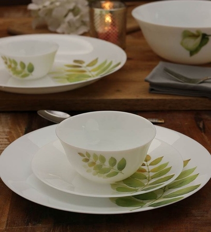 Đĩa Thủy Tinh Oval Diva 32cm - Họa Tiết Lá Thu