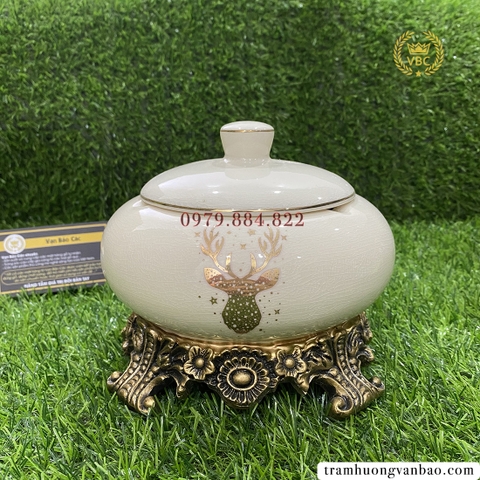 Gạt tàn gốm mạ vàng 18k cao cấp, sang trọng