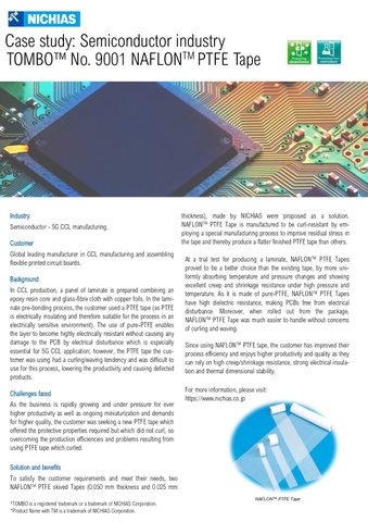 Case study: Semiconductor industry TOMBO™ No. 9001 NAFLON™ PTFE Tape
