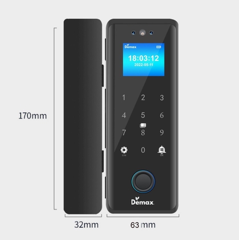 Khóa cửa kính Demax SL900G-SD APP WIFI, FACE ID 3D REMOTE