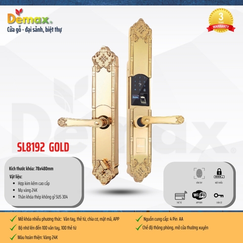 Khóa cửa đại sảnh Demax EL 8192 Gold