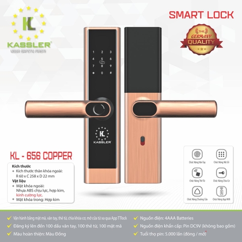 Khóa cửa gỗ Kassler KL656 COPPER