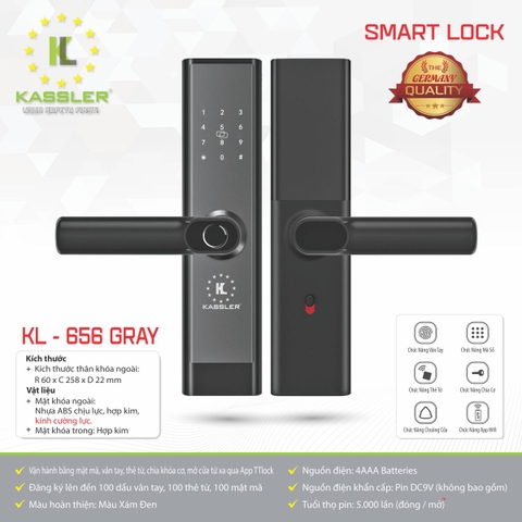 Khóa cửa gỗ Kassler KL656 GRAY