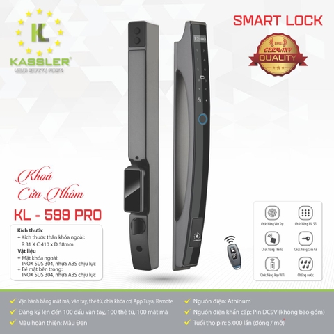 Khóa cửa nhôm Kassler KL-599 Pro APP WIFI