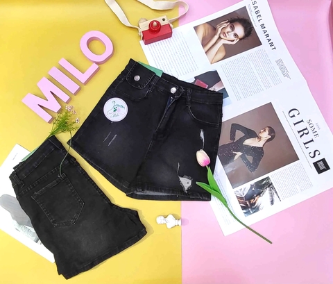 Quần short chất Jean co giãn kiểu lưng cao  (Myk Jeans)