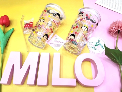 Ly thủy tinh hình bé gái chữ so cute 450ml (ly có chia vạch)