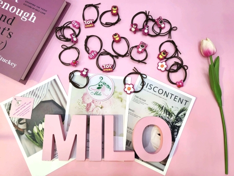 Set 2 dây cột tóc đính charm gấu dâu Lotso (mẫu mới)