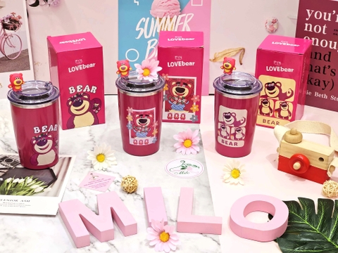 Ly giữ nhiệt gấu dâu Lotso 450ml - Love Bear (mẫu mới)