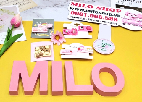 Set kẹp tóc gấu Lotso + mèo Kitty + gấu bear (loại 6 kiểu)