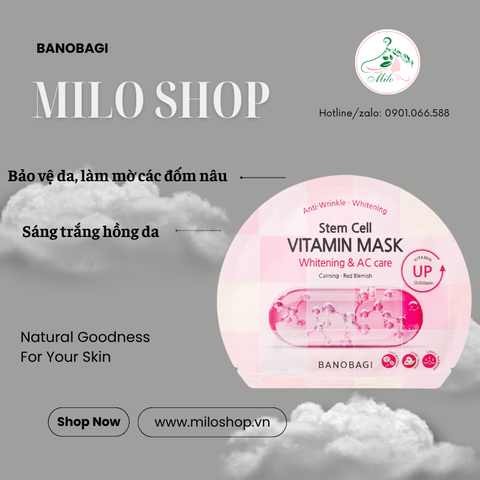 Mặt nạ Banobagi Stem Cell Vitamin Whitening & AC Care - 30g (Hàn Quốc)- mẫu mới