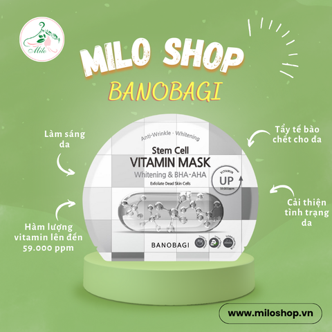 Mặt nạ Banobagi Stem Cell Vitamin Whitening & BHA - AHA - 30g (Hàn Quốc)- mẫu mới