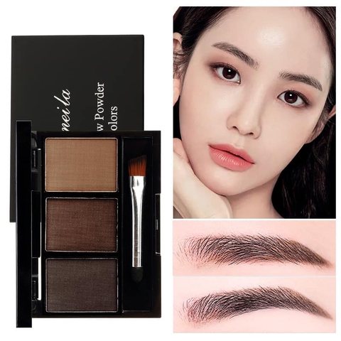 Phấn bột tạo khối và tán chân mày Lameila 3 Color Eyebrow Powder (hộp đen mini)