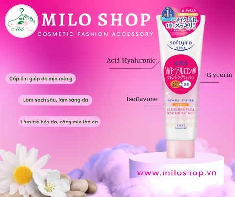 Sữa rửa mặt Kose Softymo Cleansing Foam - (màu hồng) - 190g