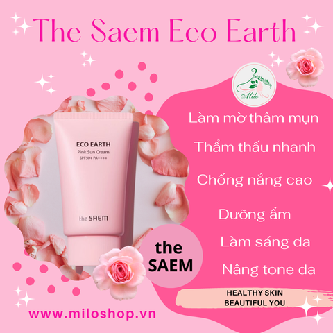 Kem chống nắng The Saem Eco Earth Pink Sun Cream SPF 50+PA++++ 50g
