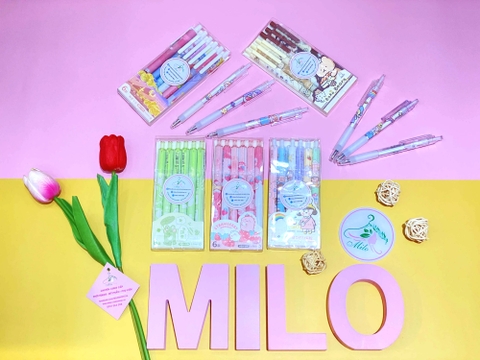 Set 6 bút bi hoạt hình cute (mực đen)