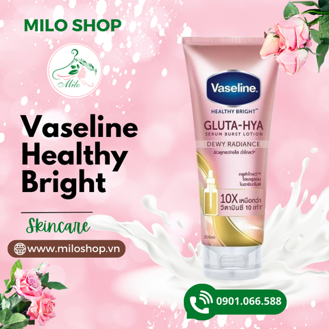 Sữa dưỡng thể Vaseline Healthy Bright Gluta HYA Serum 10X Thái Lan- 300ml (màu hồng)