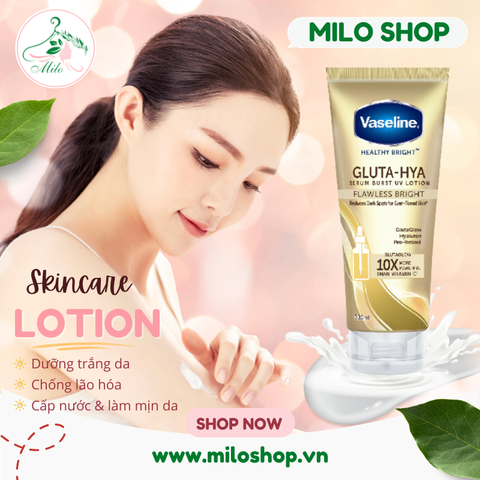 Sữa dưỡng thể Vaseline Healthy Bright Gluta HYA Serum 10X Thái Lan- 300ml (màu vàng)