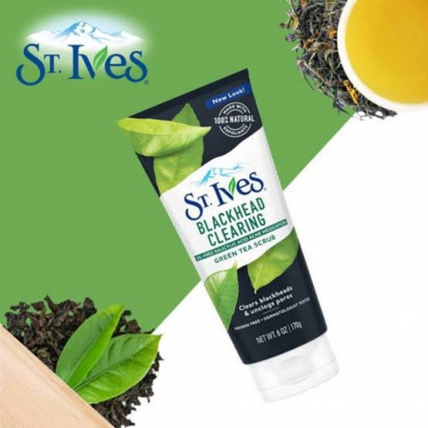 Sữa rửa mặt tẩy tế bào chết StIves trà xanh (Blackhead Clearing Scrub Green Tea)-170g