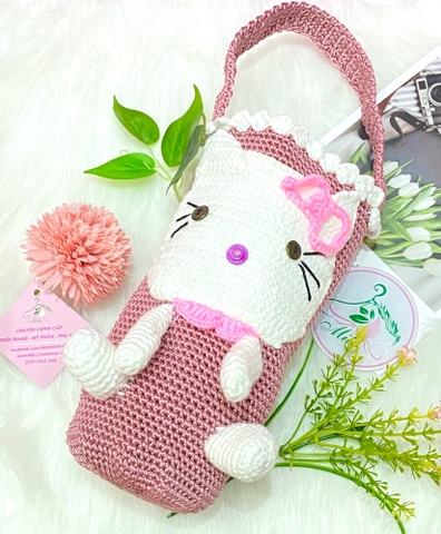 Túi đựng bình giữ nhiệt mèo hello kitty siêu cute - Handmade