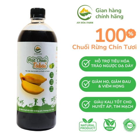 Mật Chuối Tabai thuần thực vật thay thế Mật Ong HSD 24 tháng thương hiệu An Hòa Farm chai 1000ml