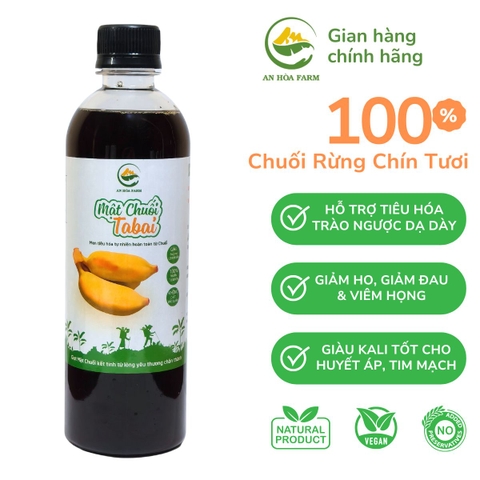 Mật Chuối Tabai thuần thực vật thay thế Mật Ong HSD 24 tháng thương hiệu An Hòa Farm chai 500ml