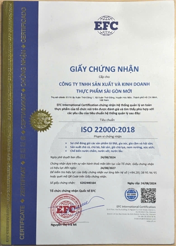 Đạt tiêu chuẩn ISO 22000:2018