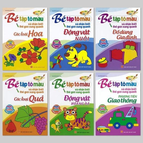 Bé Tập Tô Màu Và Nhận Biết Thế Giới Xung Quanh (Túi 6 Cuốn)