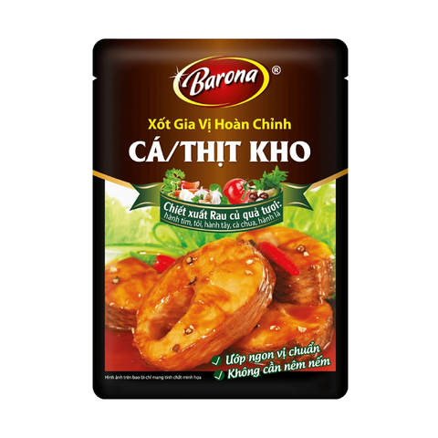 Xốt gia vị hoàn chỉnh cá/thịt kho-Barona, gói (80g).