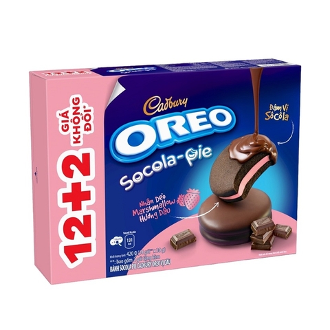 Bánh Socola Pie Cadbury Oreo, vị dâu (420g/14p*30g).