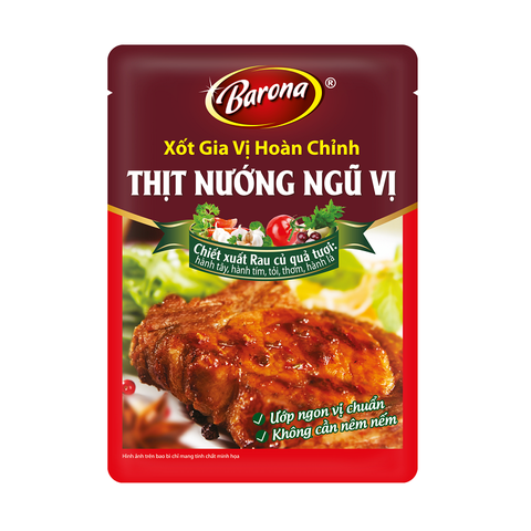 Xốt gia vị hoàn chỉnh, thịt nướng ngũ vị-Barona, gói (80g).