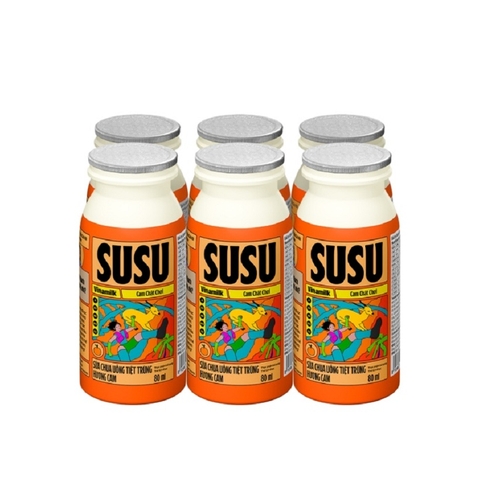 Sữa chua uống tiệt trùng hương Cam, SuSu-Vinamilk (80ml*6chai),