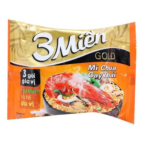 Mì 3Miền Gold, mì chua cay Thái (75g),