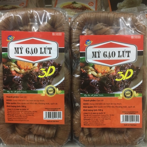Mì gạo lứt 3D, túi (500g).