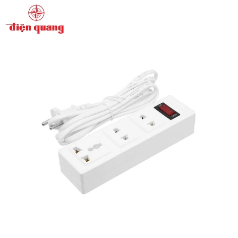 Ổ cắm Điện Quang 002A-02-2M (3lỗ, 2chấu, dây 2m, màu trắng đỏ).