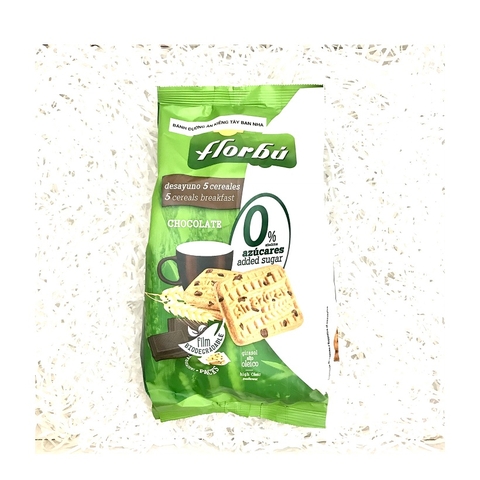 Bánh quy socola hạt 5 loại ngũ cốc với đường ăn kiêng, florbú-Tây Ban Nha, gói (340g).