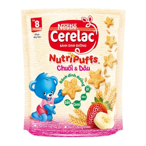 Bánh ăn dặm Cerelac vị Chuối & Dâu-Nestle, túi (50g),