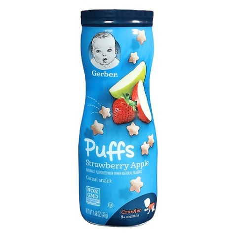 Bánh ăn dặm Gerber Puffs vị Dâu-Táo, lọ (42g),