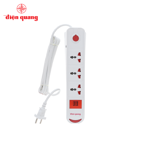Ổ cắm Điện Quang ESK 2W DBW103USB (3lỗ, 3chấu, 2USB, dây 2m).