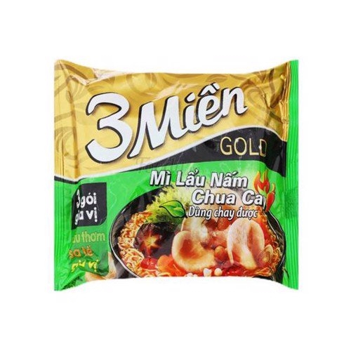 Mì 3Miền Gold, mì lẩu nấm chua cay (75g),