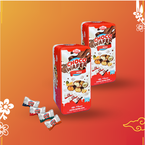 Bánh xốp phủ socola vị tổng hợp Choco wafer mini, ANL-Thổ Nhĩ Kỳ, hộp sắt CN (200g).