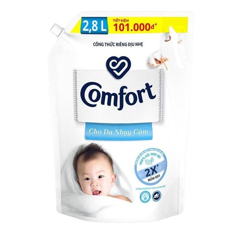 Nước xả vải Comfort đậm đặc cho da nhạy cảm, túi (2.8lít).