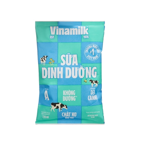 Sữa dinh dưỡng không đường-Vinamilk, túi (220ml).