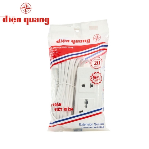 Ổ cắm điện quang ĐQ 001A-02-5M (2lỗ, 2chấu, dây5m).