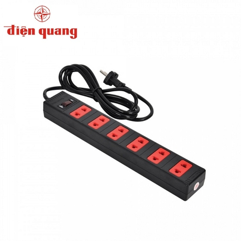 Ổ cắm điện quang ĐQ ESK 5BR 63ECO (6lỗ, 3chấu, dây 5m, màu đen đỏ).