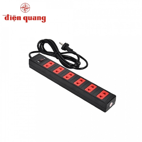 Ổ cắm điện quang ĐQ ESK 5BR 62ECO (6lỗ 2chấu, dây 5m, màu đỏ đen).