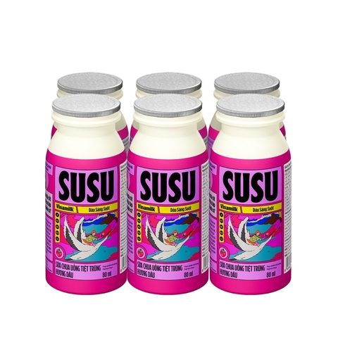 Sữa chua uống tiệt trùng hương Dâu, SuSu-Vinamilk (80ml*6chai),
