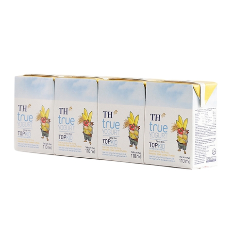 Sữa chua uống tiệt trùng TH Topkid, hương dâu-chuối-lúa mạch (110ml*4hộp),