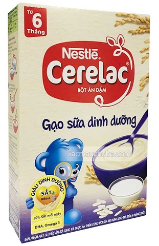 Bột ăn dặm Cerelac, Gạo sữa dinh dưỡng-Netstle, từ 6 tháng tuổi (200g)